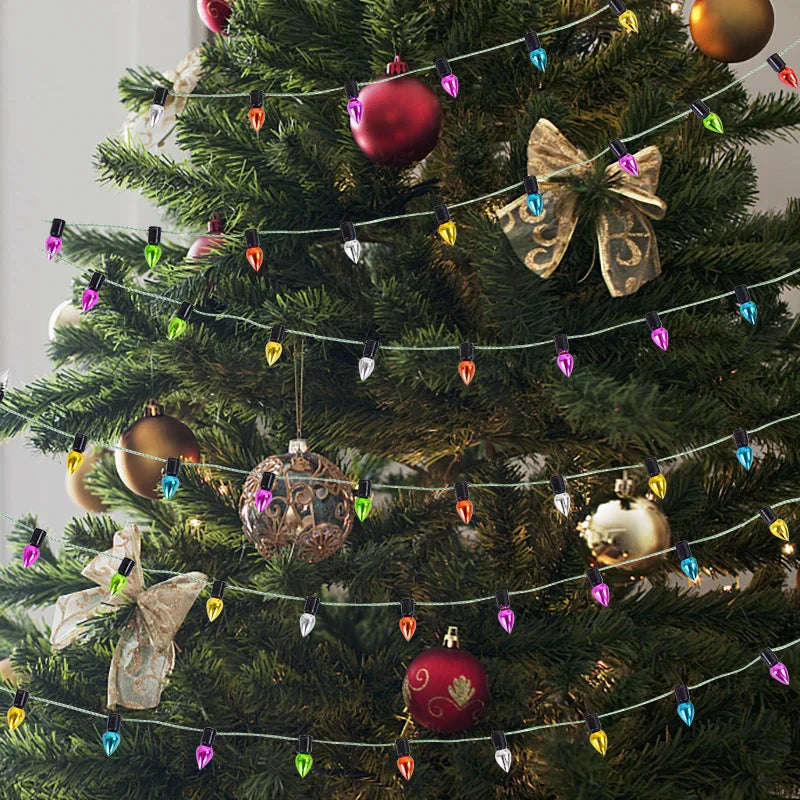 5M/roll Colorful Bulbs String Garland Christmas Home Decorations