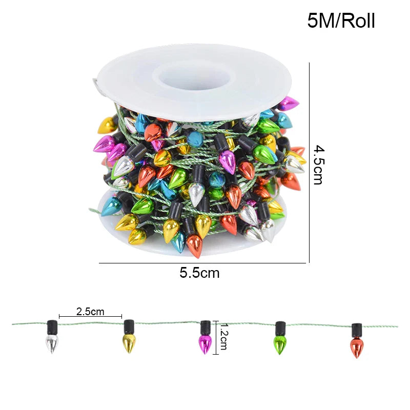 5M/roll Colorful Bulbs String Garland Christmas Home Decorations