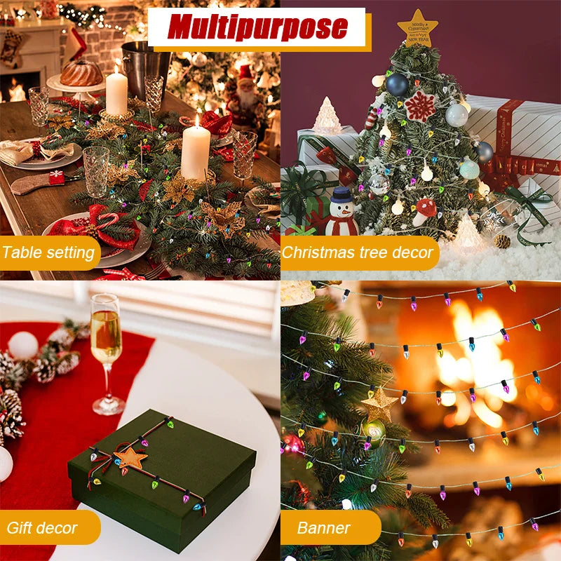 5M/roll Colorful Bulbs String Garland Christmas Home Decorations